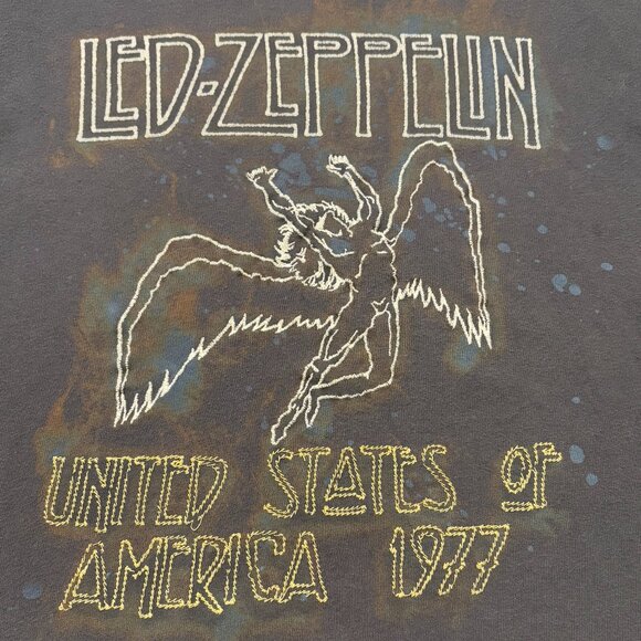 90s STAG Embroidered Led Zeppelin 1977 Tee – Size L - Picture 1 of 4